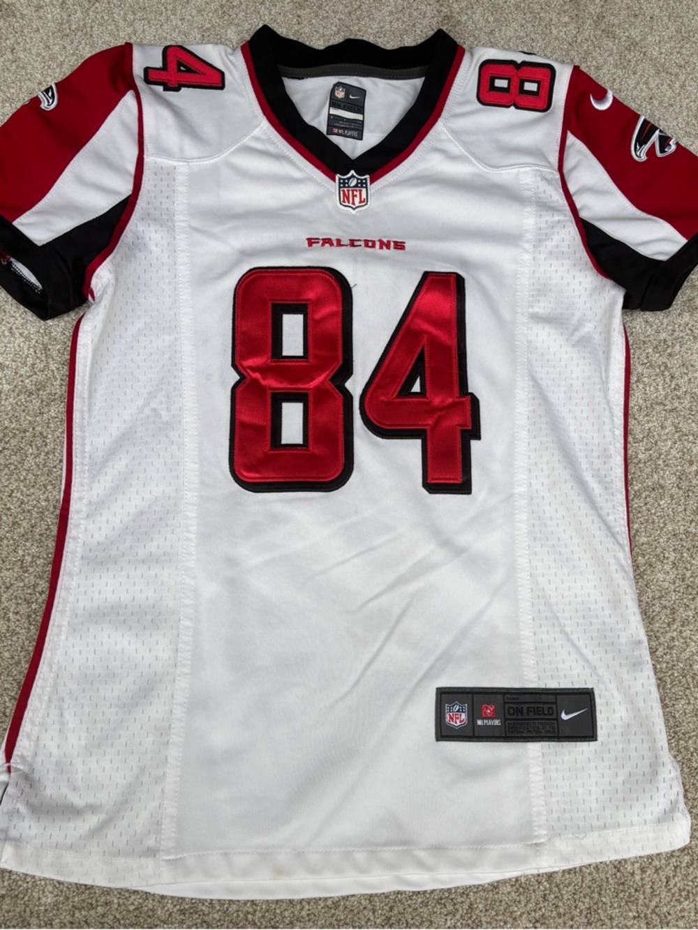 Atlanta Falcons Nike On Field V Neck Jersey Women's Small #84 White READ